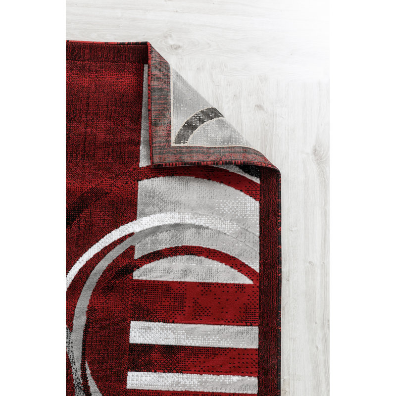 Orren Ellis Delana Performance Red/Gray Rug & Reviews Wayfair